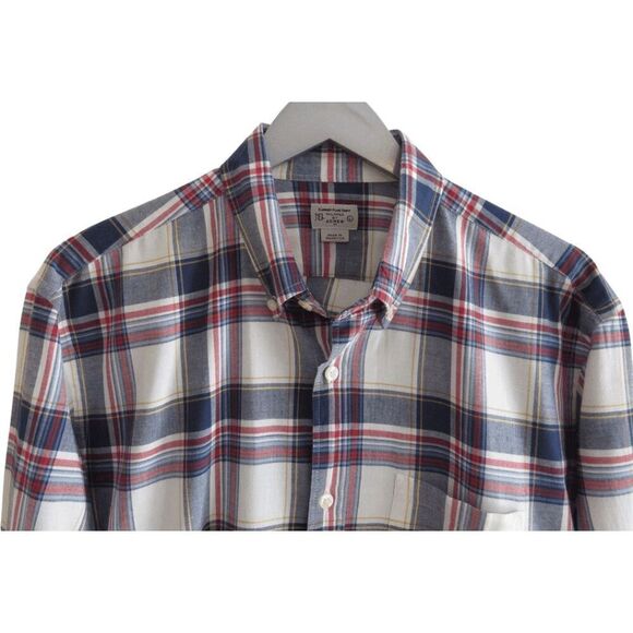 J. Crew Summer Plaid Button Up Shirt Sz L - Picture 2 of 5